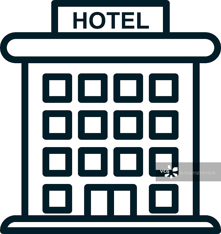 酒店图标孤立在白色背景上图片素材