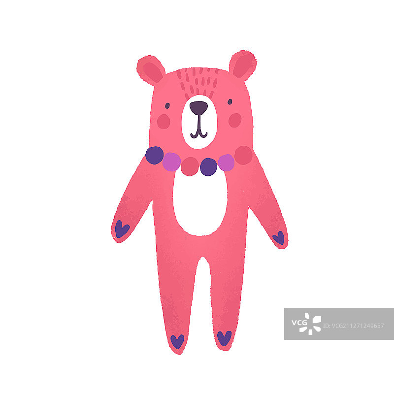 泰迪熊扁可爱的粉红色图片素材