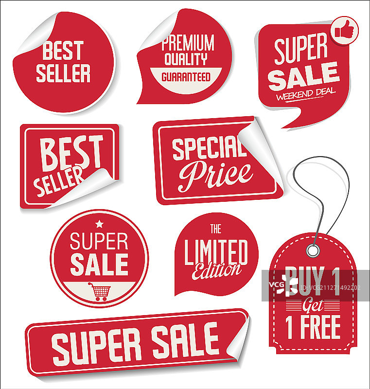 红色徽章和标签超级销售收藏01图片素材