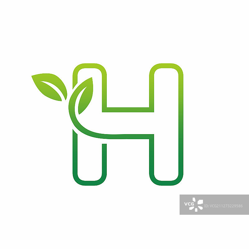 字母h叶生长芽芽标志图标图片素材
