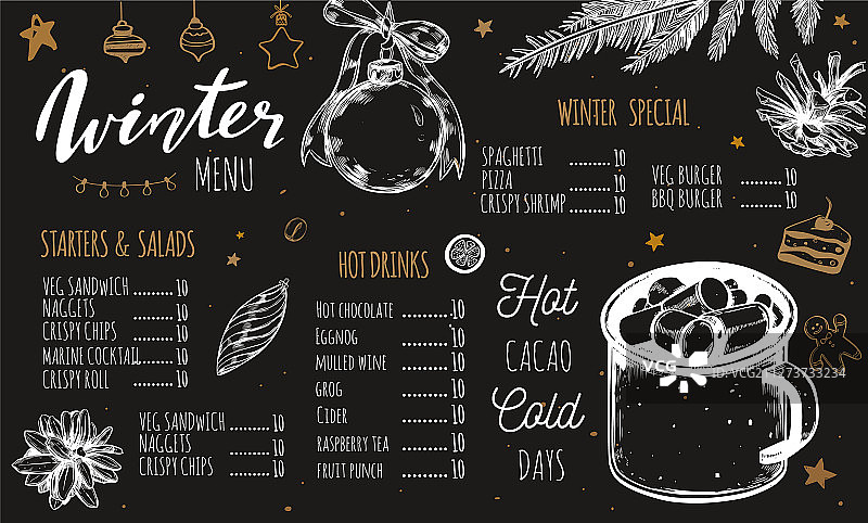 冬季特别的季节性菜单模板图片素材