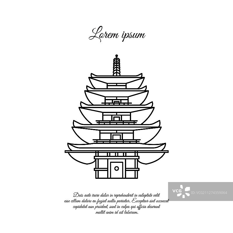 宝塔线形宝塔，象征日本线形宝塔图片素材