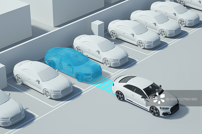 3D智能汽车安全系统在道路002图片素材