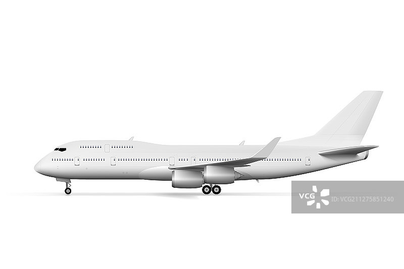 空白白色飞机或客机侧视图图片素材
