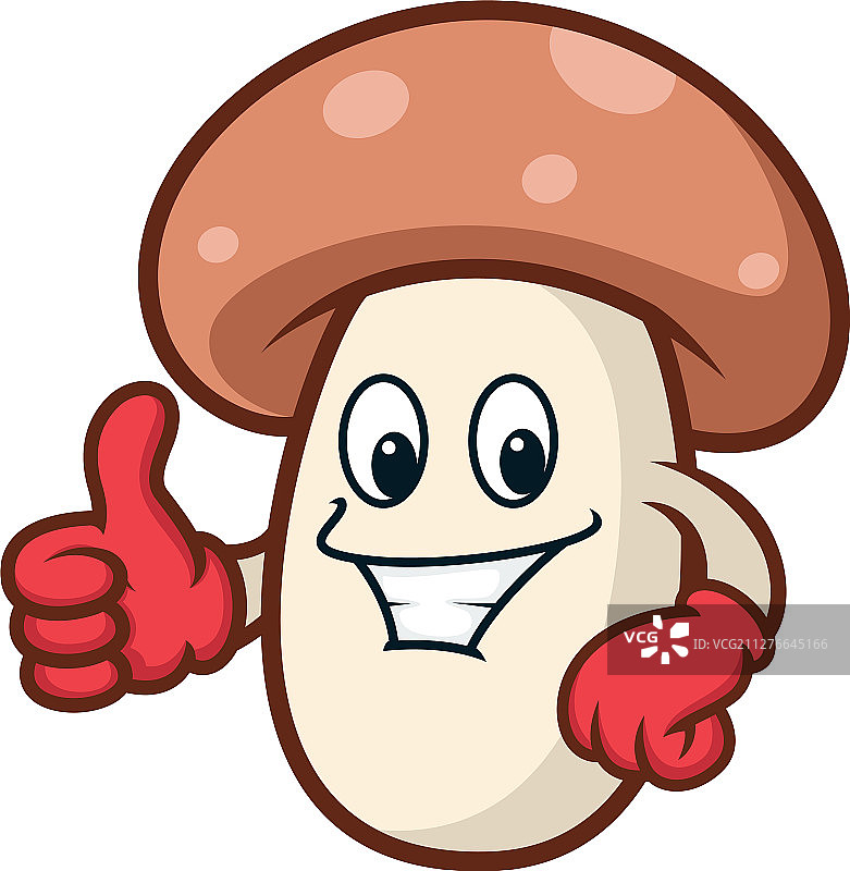 可爱的蘑菇大拇指向上的卡通吉祥物图片素材
