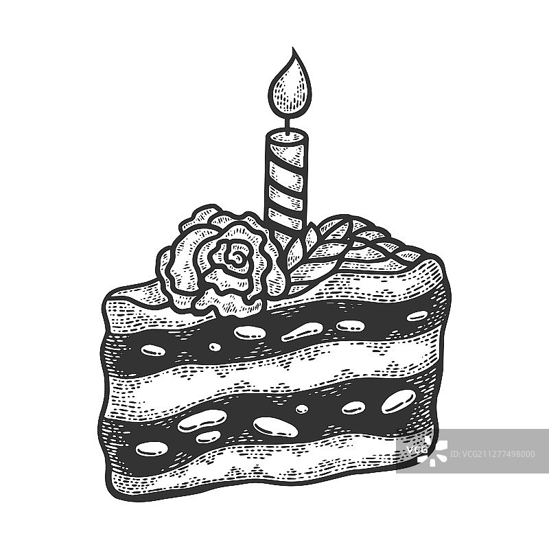 生日蛋糕素描版画图片素材