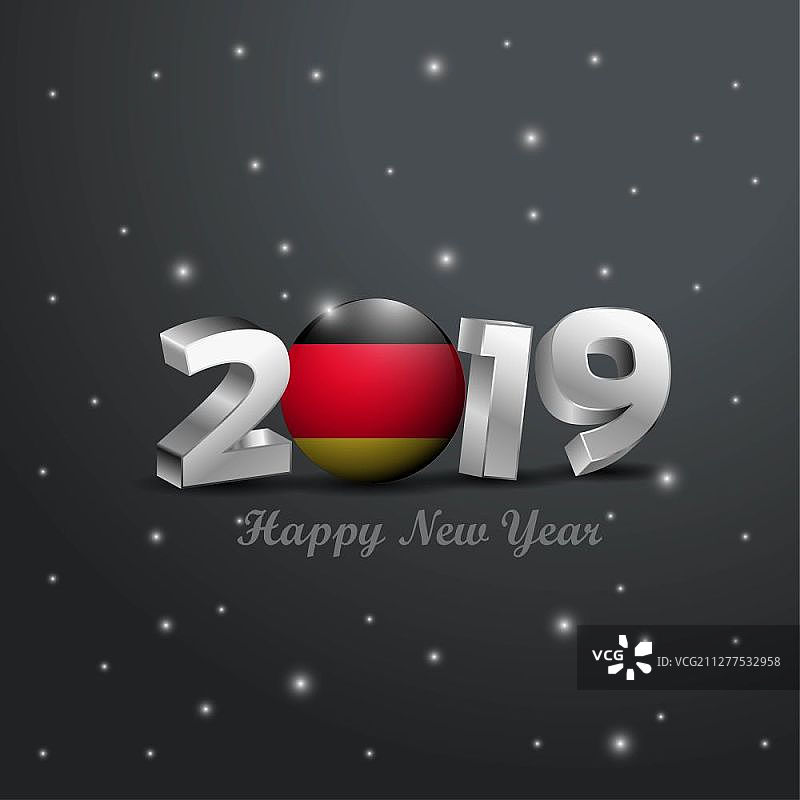 2019年新年快乐德国国旗印刷。抽象的庆祝活动背景图片素材