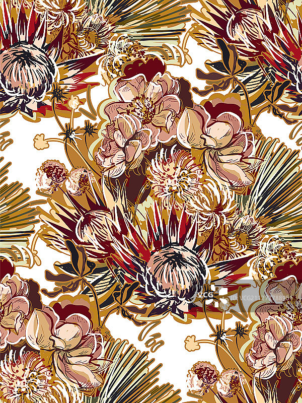 色彩缤纷的设计花卉艺术绘画装饰图片素材