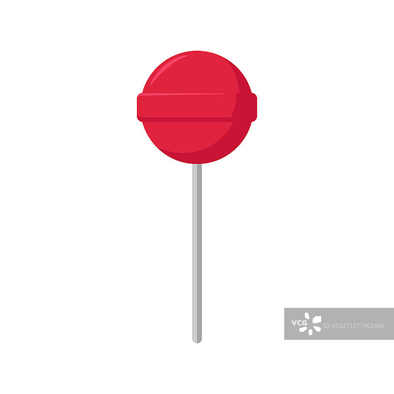 红色棒棒糖图标在白色上平坦孤立图片素材