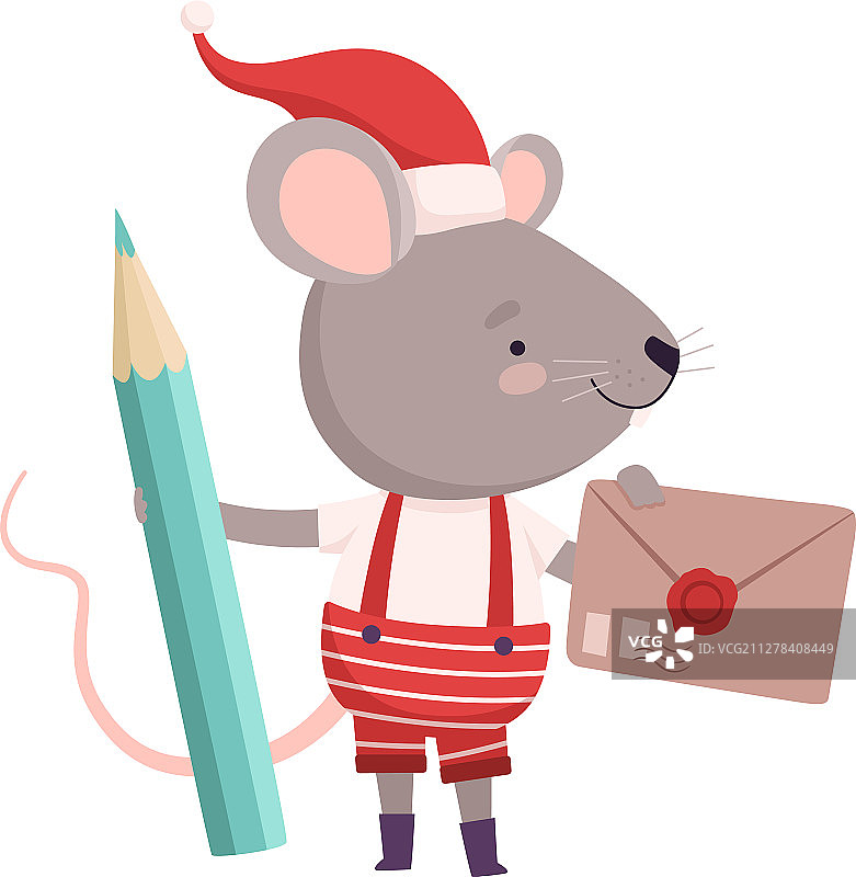 可爱的老鼠穿着圣诞老人的服装图片素材
