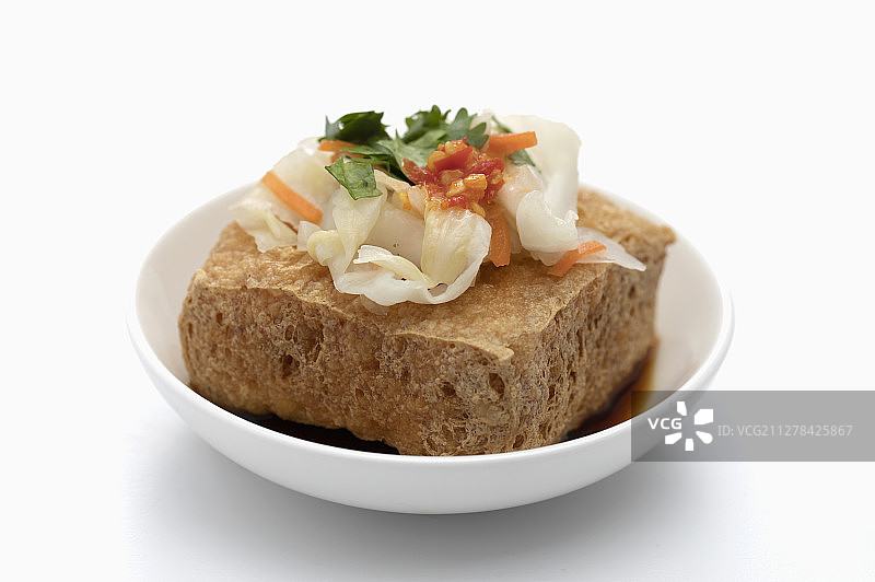 中式料理臭豆腐与泡菜图片素材
