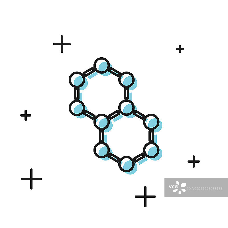黑色分子图标孤立在白色背景上图片素材