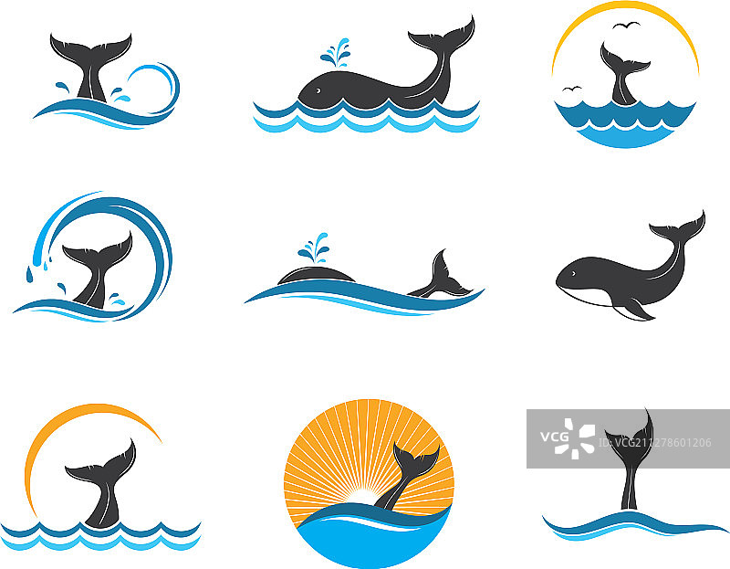 鲸尾图标设计图片素材
