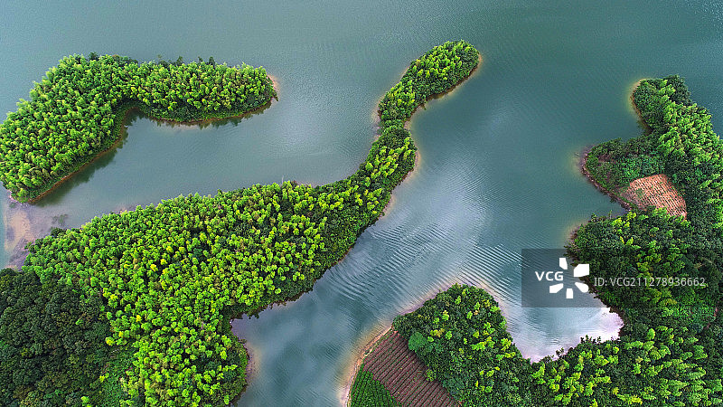 航拍中国安徽宣城郎溪天子湖图片素材
