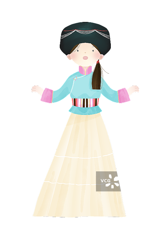 中国传统文化少数民族普米族服饰插画图片素材