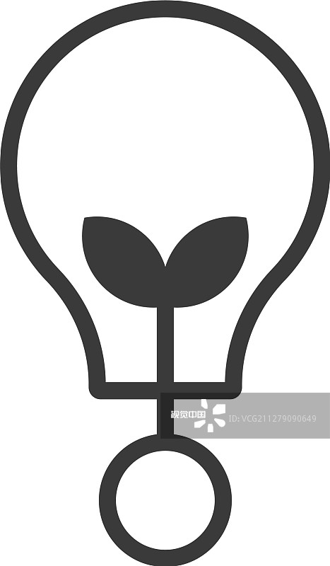绿色植物灯泡灯能源标志图标轮廓图片素材