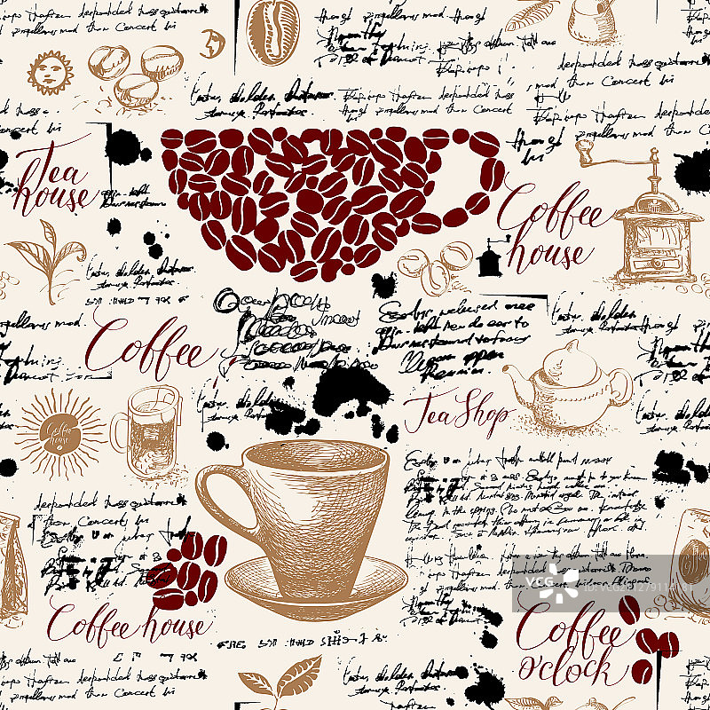 主题咖啡的无缝模式图片素材