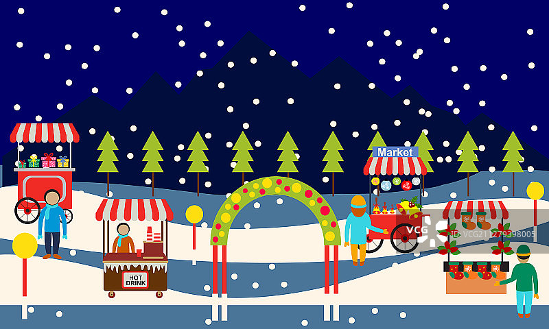 冬季城市和圣诞市场的横幅图片素材