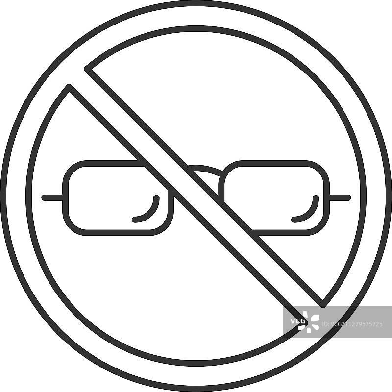 禁止标志与眼镜线性图标图片素材