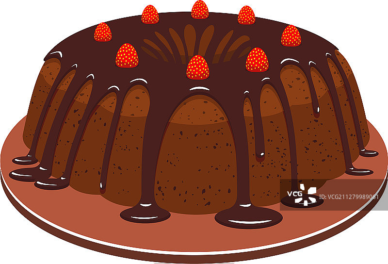 巧克力蛋糕和草莓在盘子孤立图片素材