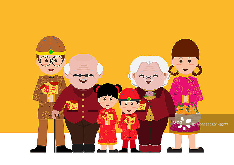 中国的卡通家庭都有红包图片素材
