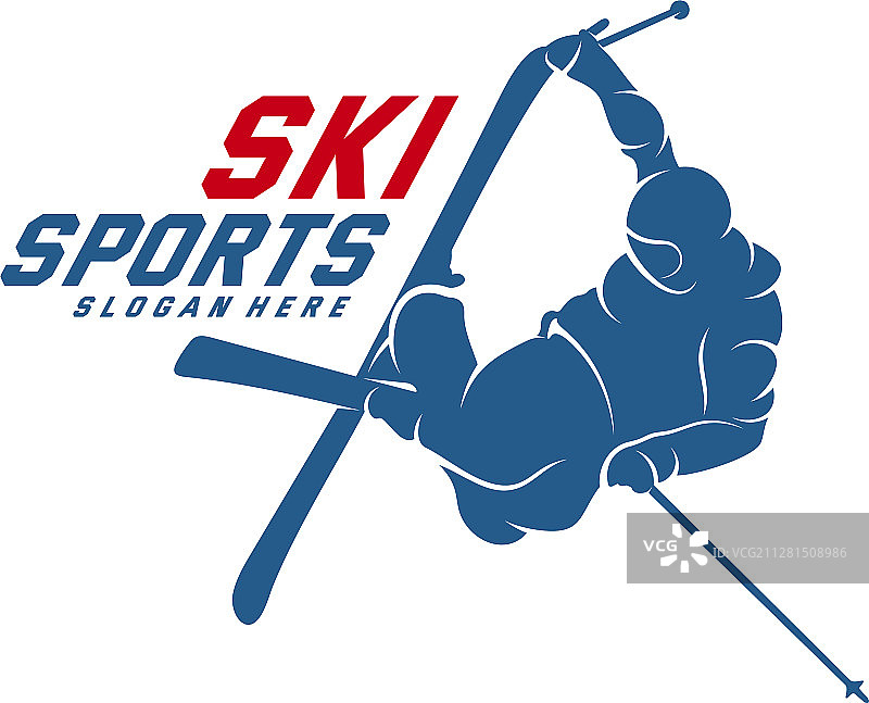 冬季运动滑雪标志剪影设计图片素材