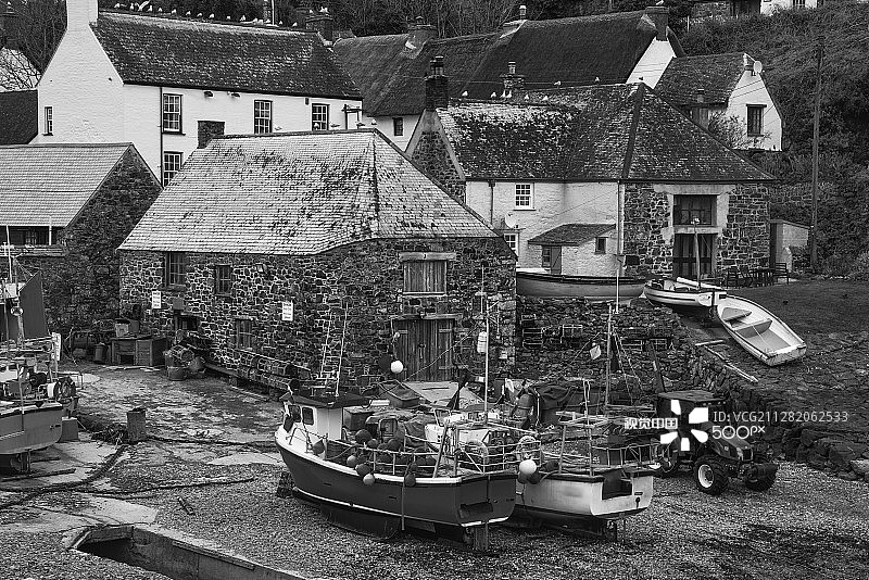 黑白景观形象的传统英国老鱼图片素材