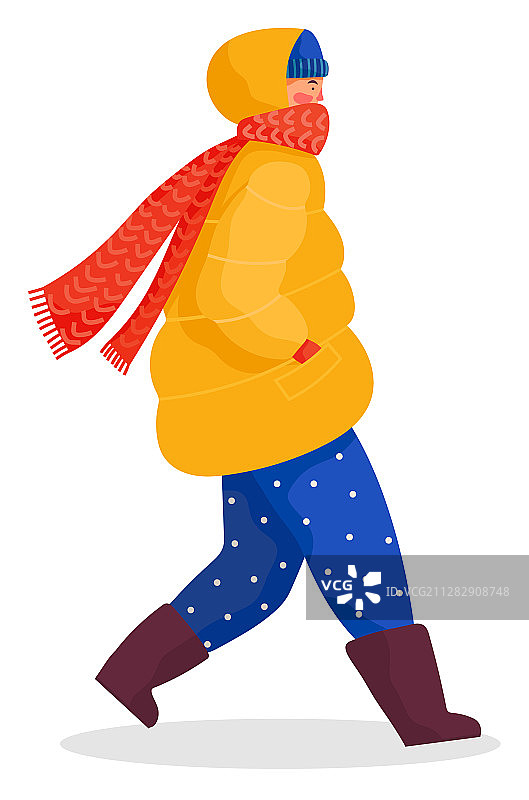 穿着冬装独自行走的女人图片素材