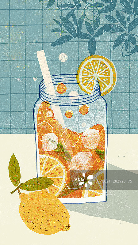柠檬茶插画1图片素材