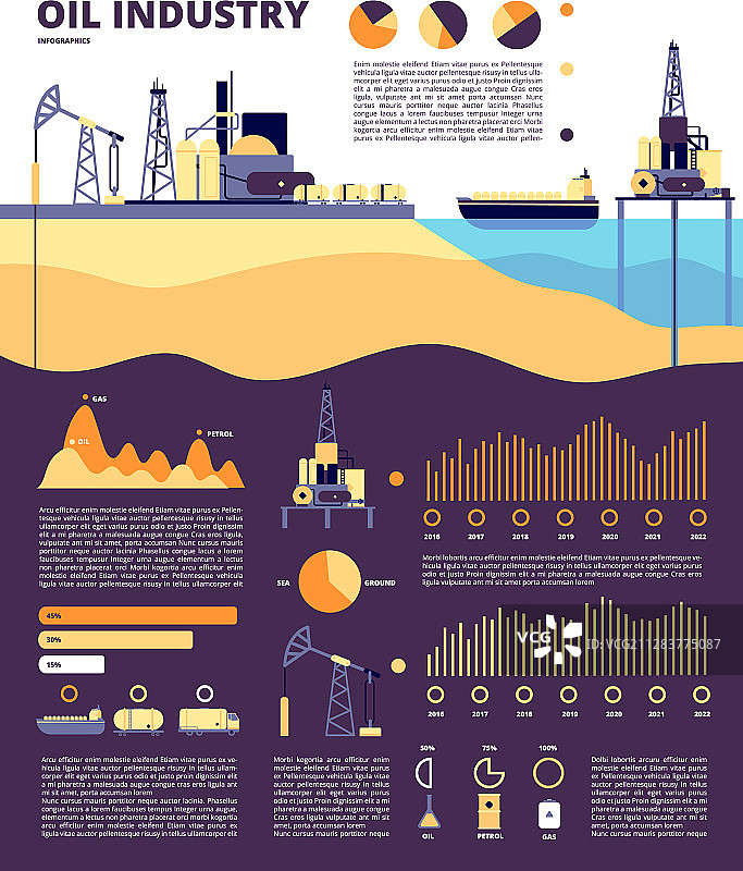 石油工业天然气信息图表平面技术图片素材
