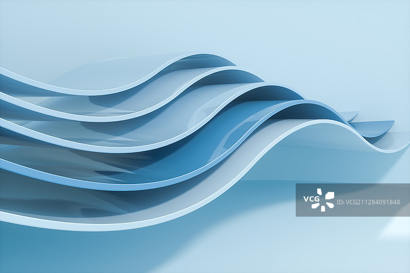 蓝色曲面结构背景 3D渲染图片素材