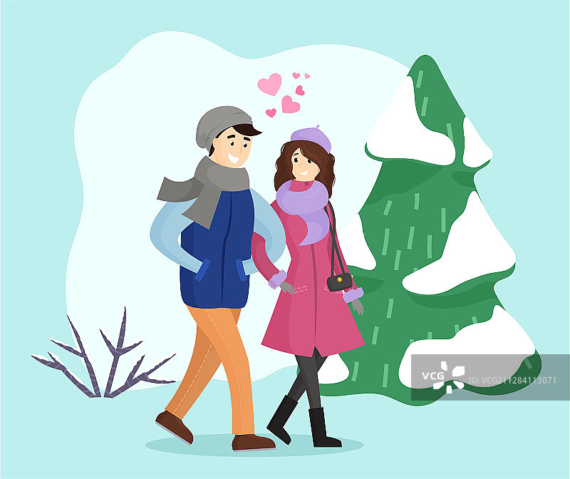 一对情侣在公园里散步男人和女人在约会图片素材
