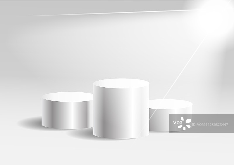 白色圆柱体模板3d基地站讲台或图片素材