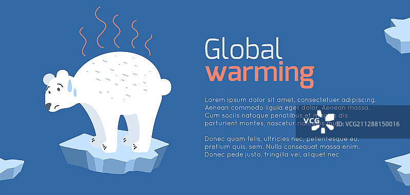 全球变暖水平卡与卡通图片素材