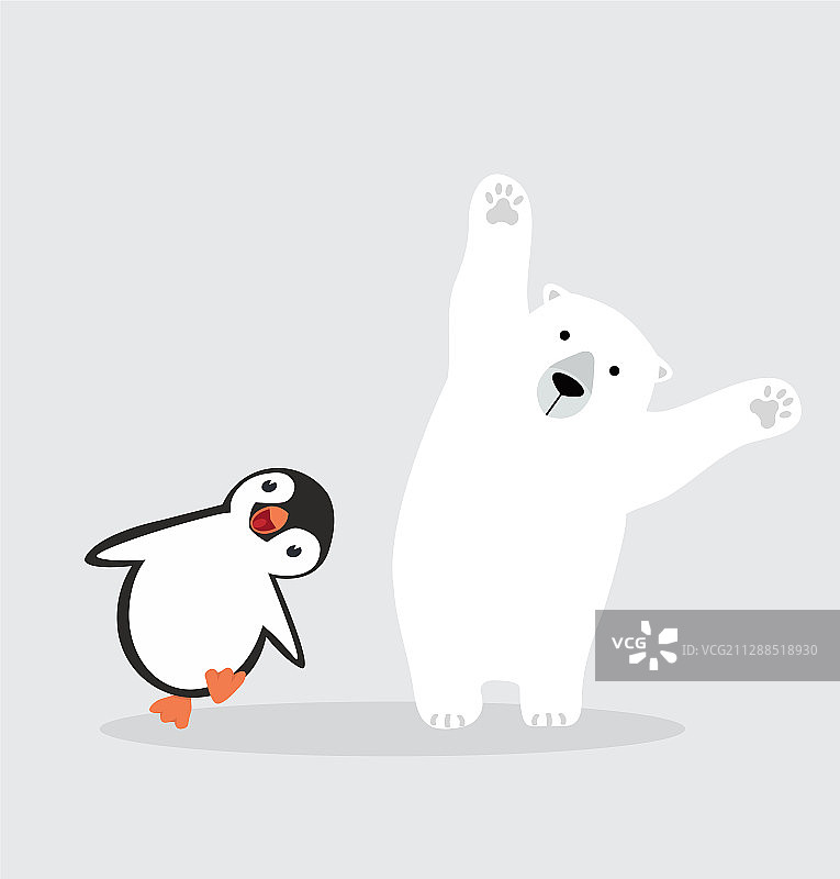 企鹅和北极熊图片素材