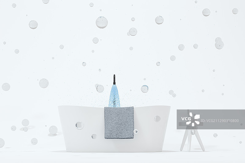 浴室概念模型与白色背景 3D渲染图片素材