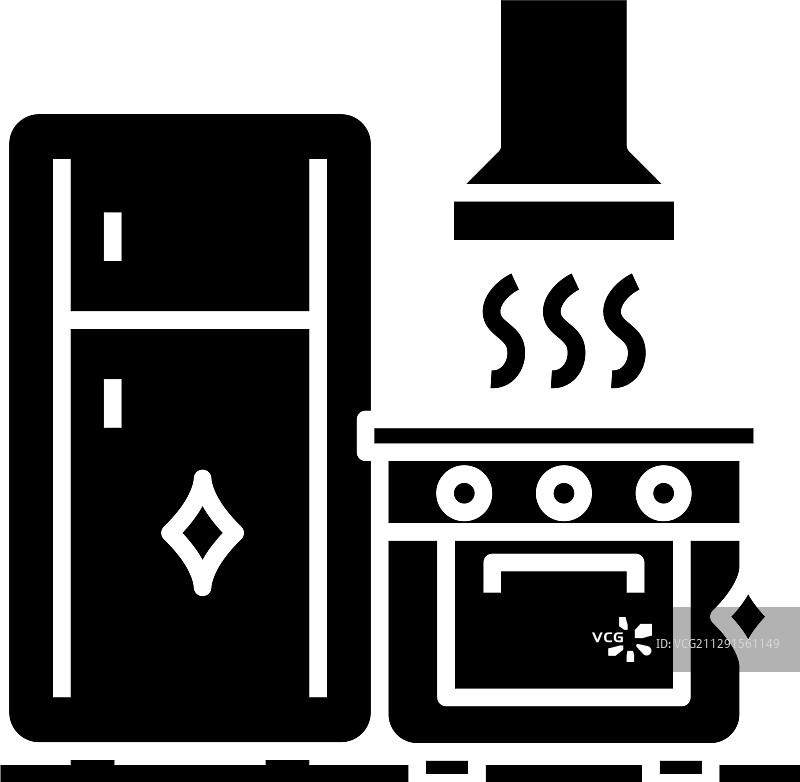 厨房清洁黑色图标概念图片素材