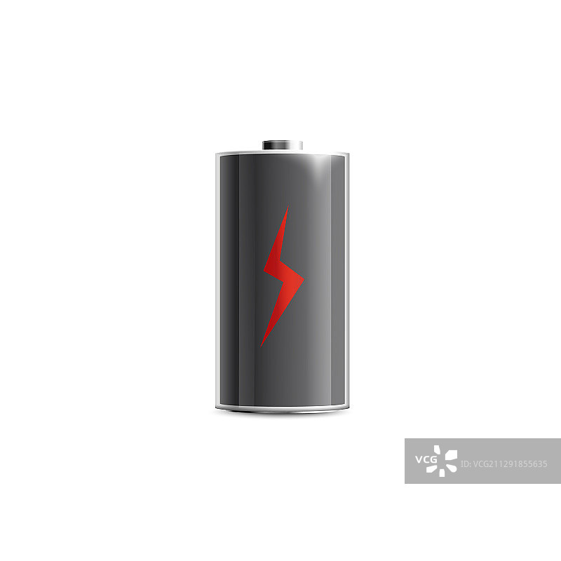 电池模型与闪电红色符号逼真图片素材