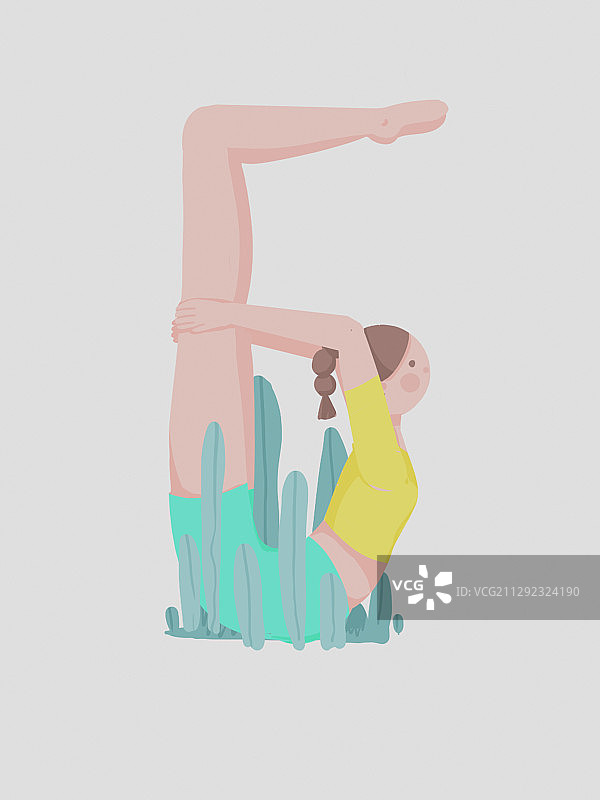 原创小清新女孩瑜伽运动插画图片素材