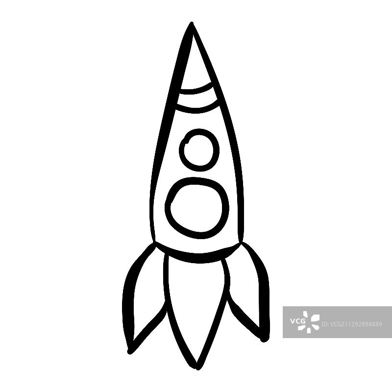 太空火箭涂鸦孤立图片素材