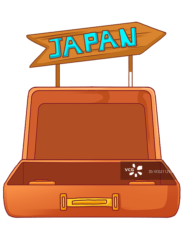 写着日本指路标的行李箱图片素材