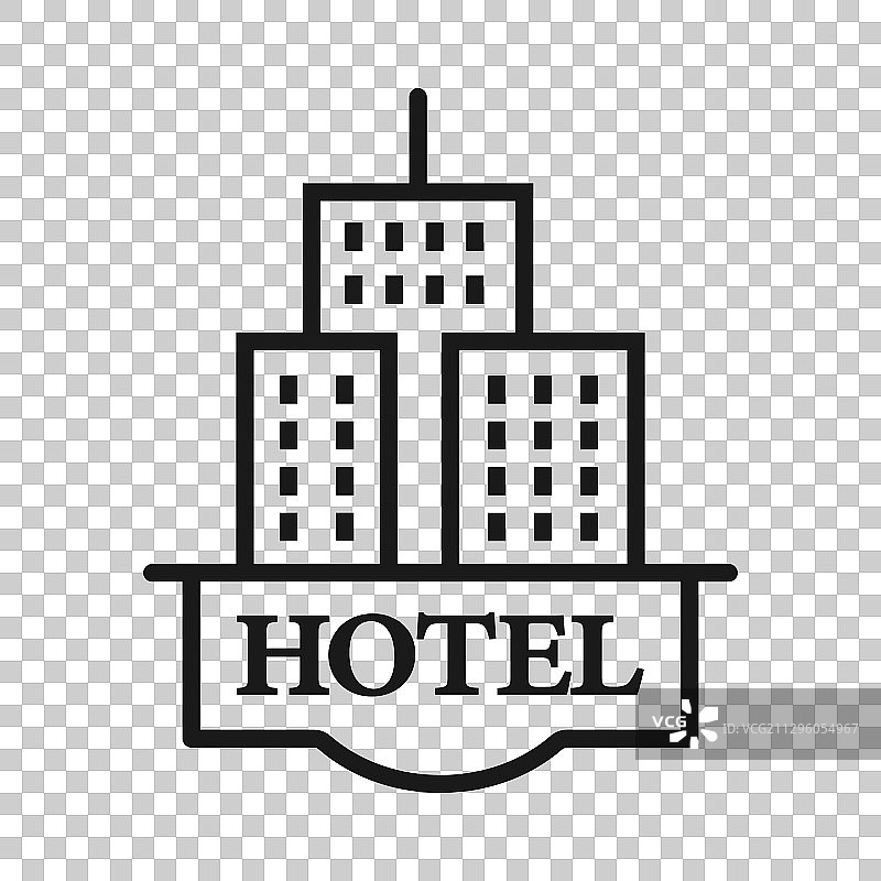 酒店标志图标在公寓式客栈建筑上图片素材