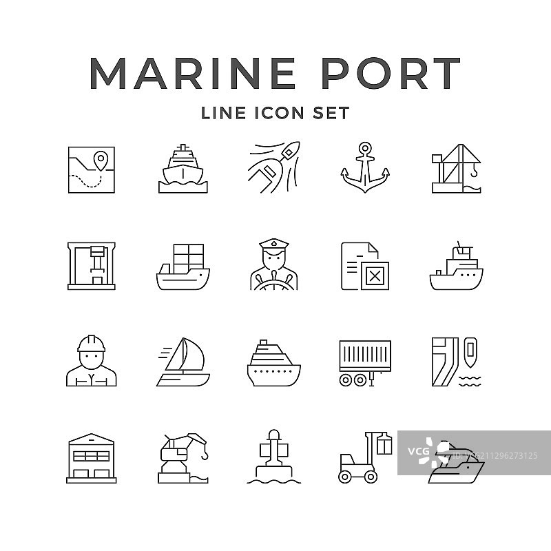 设置线图标海洋港口图片素材