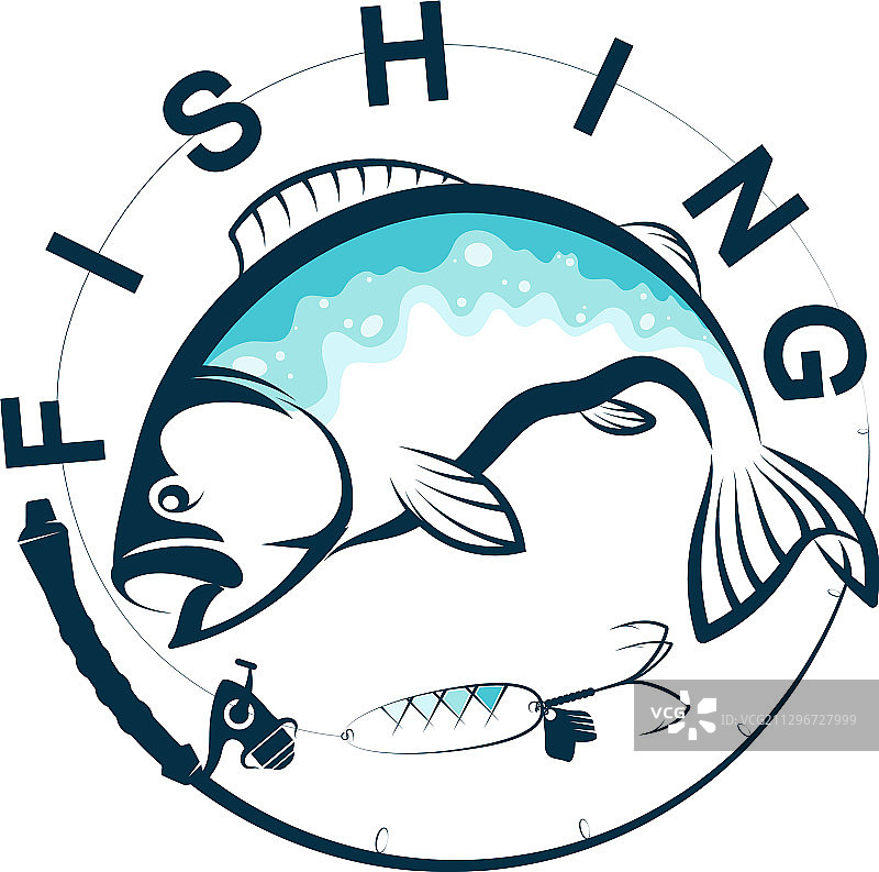 在鱼钩上钓鱼的符号图片素材