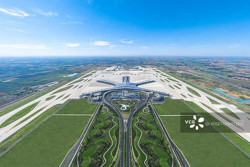 山东青岛胶东国际机场航拍全景图片素材