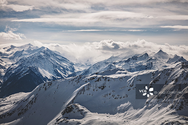 风景雪山对天空，瓦尔德Im Pinzgau，奥地利图片素材