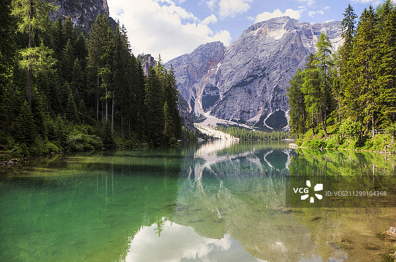 风景如画的湖，树对天，布雷斯，意大利图片素材