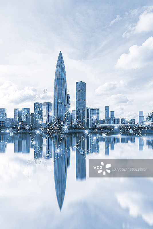 深圳城市风光和科技概念图片素材