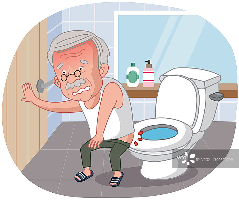浴室里一个屁股流血的老人图片素材