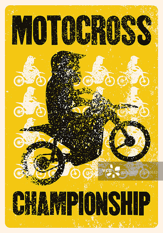 摩托车越野赛印刷复古垃圾海报图片素材